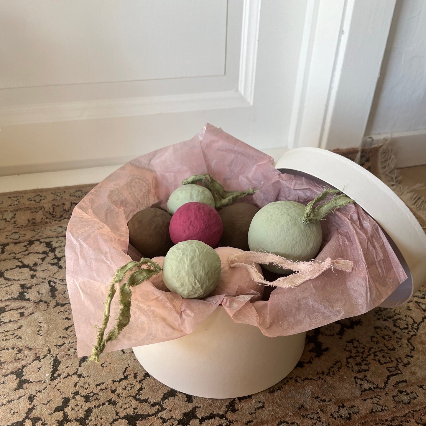 Large Christmas bauble, eggplant & pink