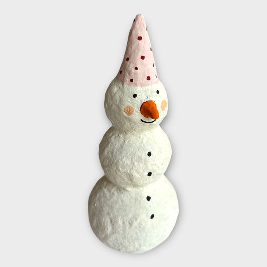 Snemand, lyserød hat