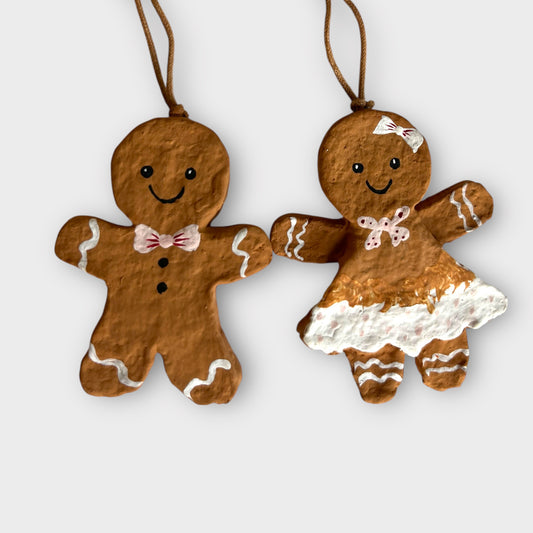 Honningkagepar – håndlavet juleophæng af genbrugspapir