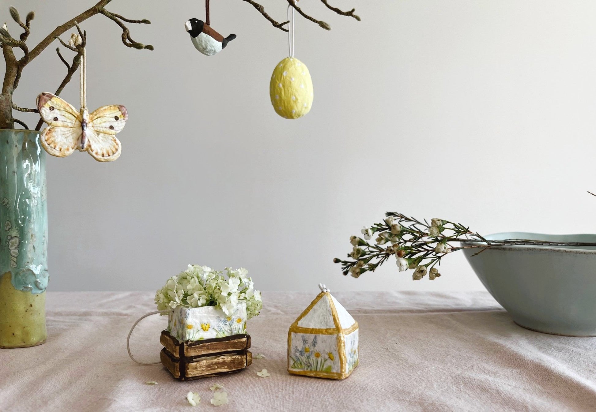 Håndlavet pynt, påske, bæredygtigt cotton papmache, papmache, handmade, easter, fairtrade, sustainable